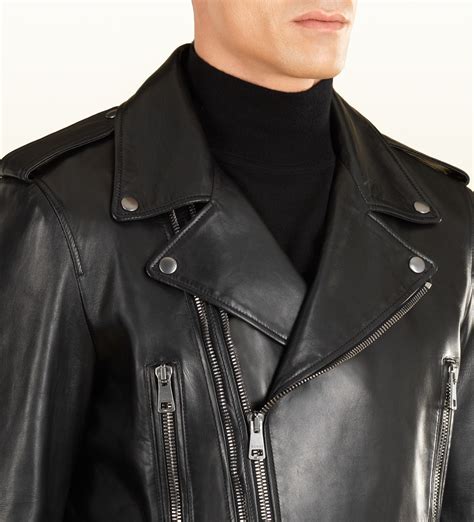 gucci leather jacket biker